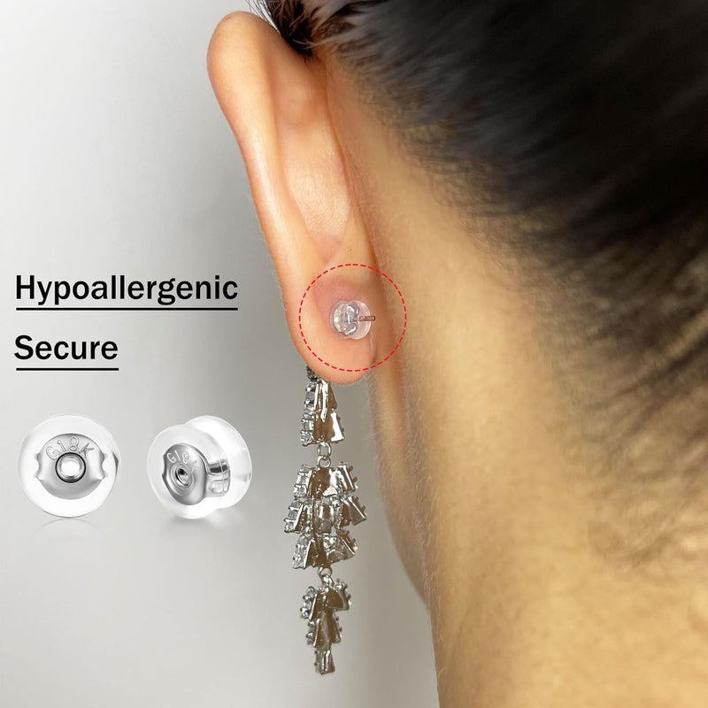 DELECOE 18K Gold Silicone Ear Backs for Studs & Hoops - Secure Fish Hooks, No-Irritate Hypoallergenic - 12pcs - Image 3